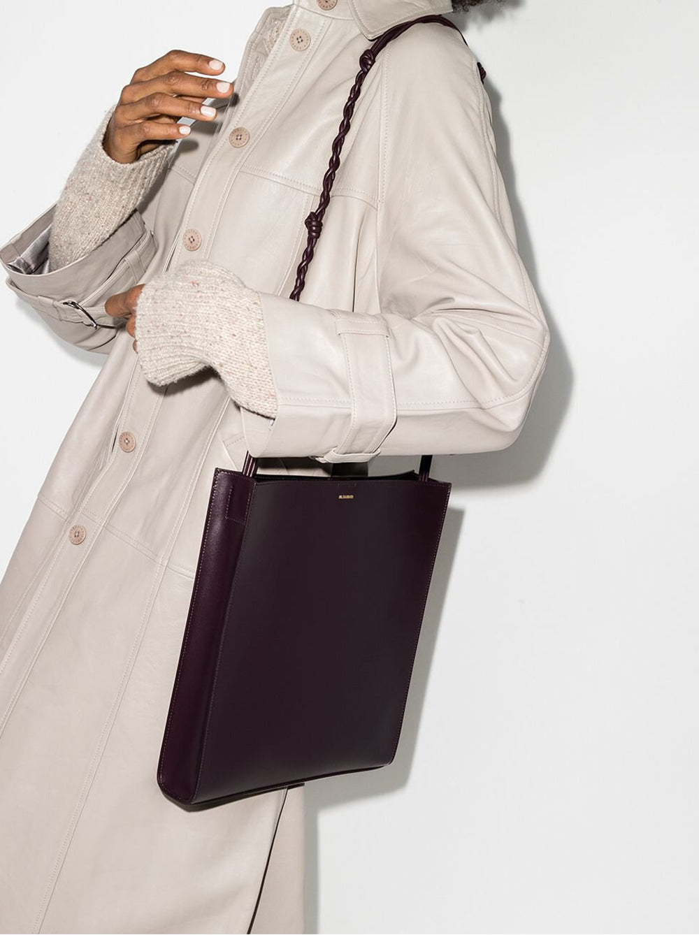 Jil sander leather online shoulder bag