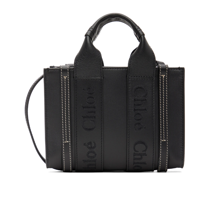 Chloé Small Black Woody Tote Bag – SERENDIPITY Chloé Small Black Woody Tote Bag – SERENDIPITY