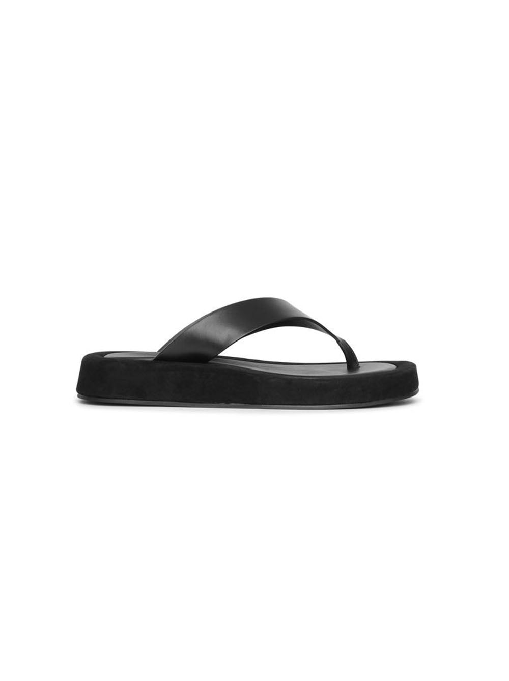 The Row Ginza Leather And Suede Platform Flip Flops