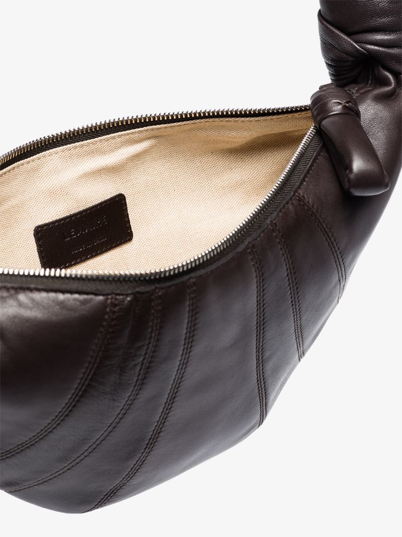 Croissant Small Leather Shoulder Bag in Brown - Lemaire
